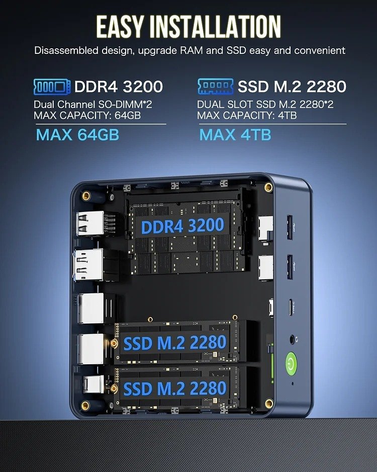 GMKtec Mini PC AMD 5700U - 32GB/1TB SSD, Win 11 Pro - NUCBox-M5 thumbnail 8
