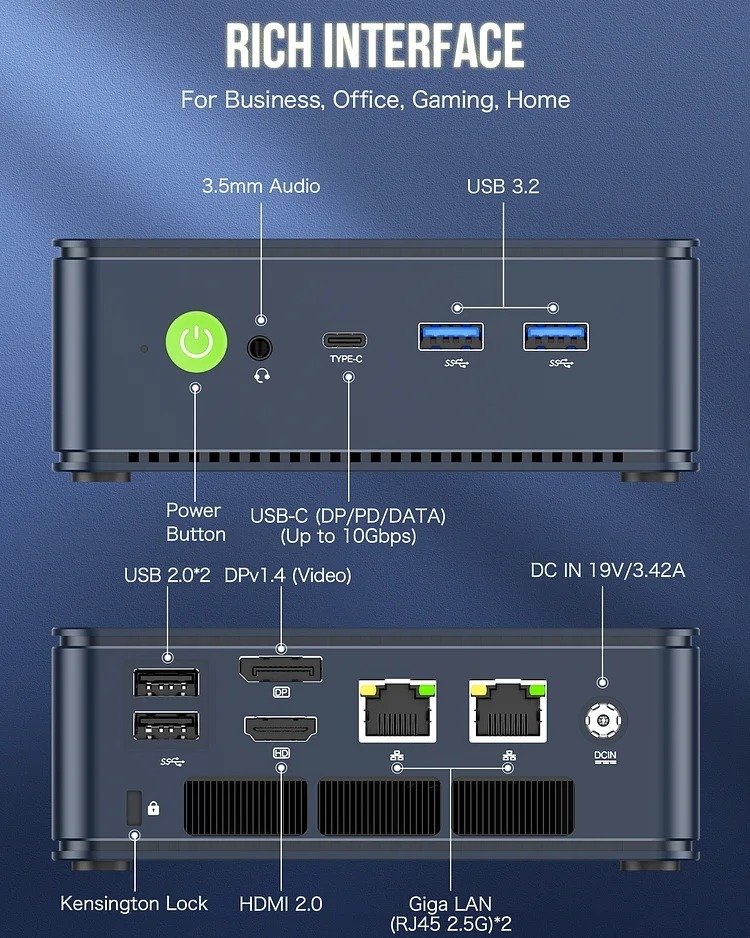 GMKtec Mini PC AMD 5700U - 32GB/1TB SSD, Win 11 Pro - NUCBox-M5 thumbnail 5