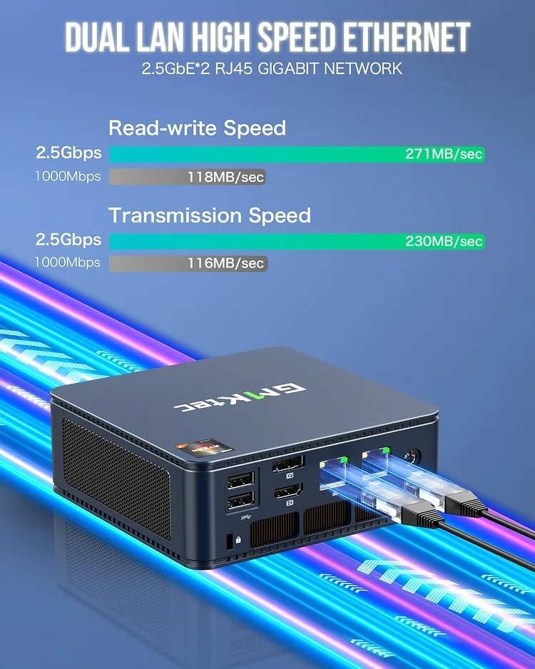 GMKtec Mini PC AMD 5700U - 32GB/1TB SSD, Win 11 Pro - NUCBox-M5 thumbnail 3