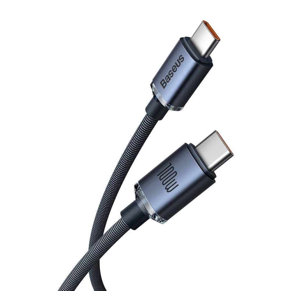 BASEUS CRYSTAL SHINE SERIES TYPE-C TO TYPE-C CHARGING CABLE 1.2M 100W BLACK CAJY000601.BK