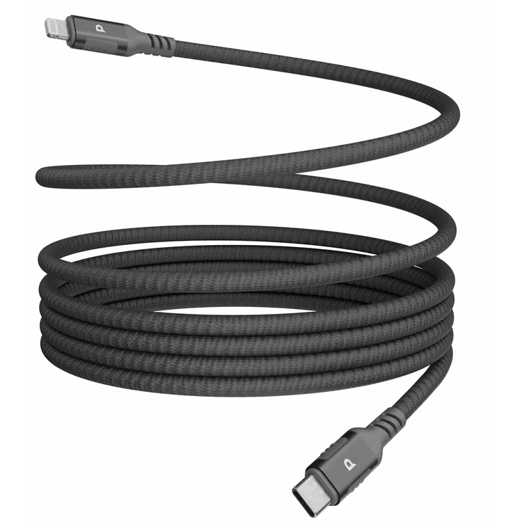 POWEROLOGY MAGLINK WEAVE MAGNETIC USB C TO LIGHTNING CABLE 1.2M BLACK PCAB025GY
