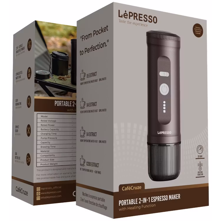 LEPRESSO 2 IN 1 PORTABLE ESPRESSO MAKER GRAY LPCFFPCM0095-GY thumbnail 4