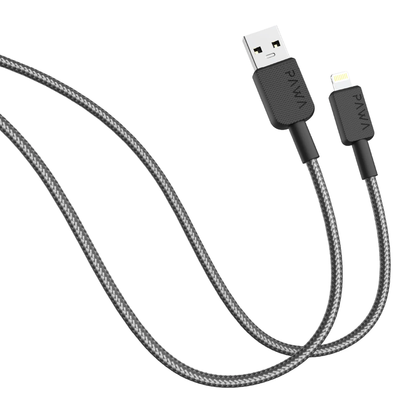 PAWA EL CARO SERIES USB A TO LIGHTNING PREMIUM BRAIDED CABLE 1.2M BLACK PW-120BD3AL-BK