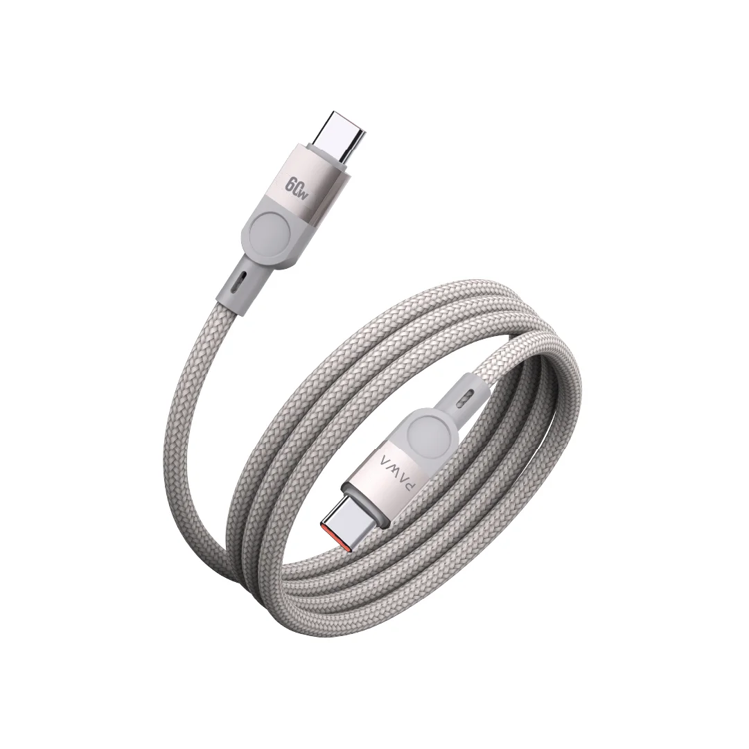 PAWA LEVIN MAGNETIC BRAIDED USB C TO USB C 60W CABLE 1M GREY TITANIUM PW-12BDM251-GYTT