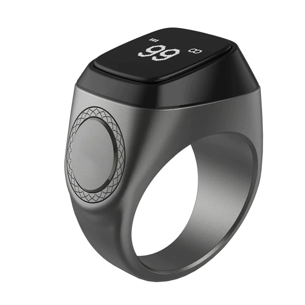 ZIKR RING i QIBLA TASBIH METAL RING 18MM GRAPHITE M02