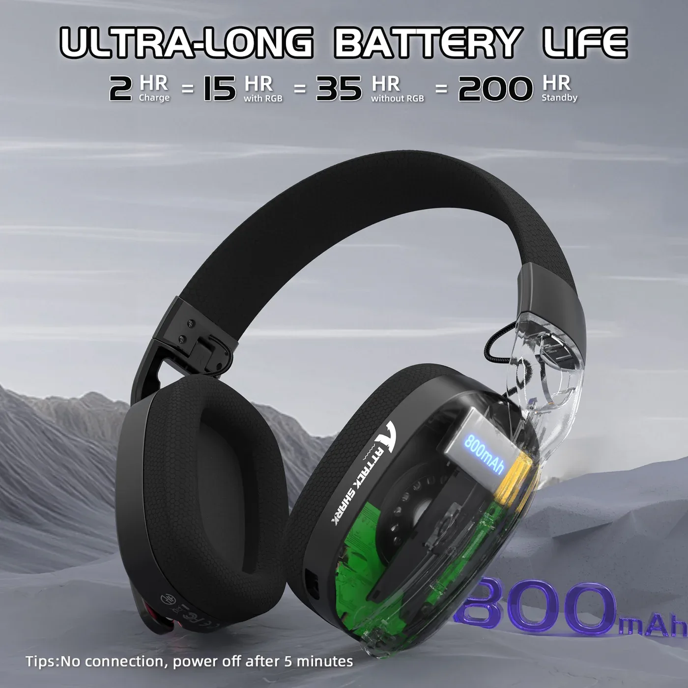 ATTACK SHARK L90 TRI MODE WIRELESS GAMING HEADSET BLACK thumbnail 7