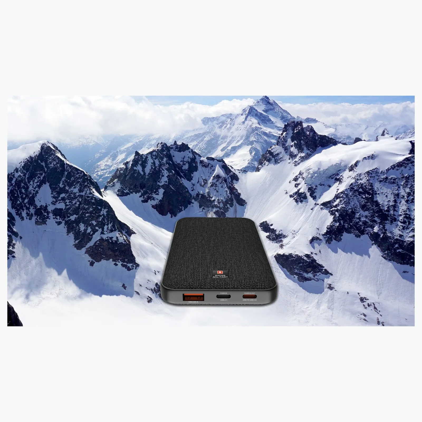 SWISS MILITARY PORTABLE POWER BANK 10000MAH USB C 20W BLACK SM-PB-10K-2C1A-PD-FC-SSB-BLK thumbnail 2