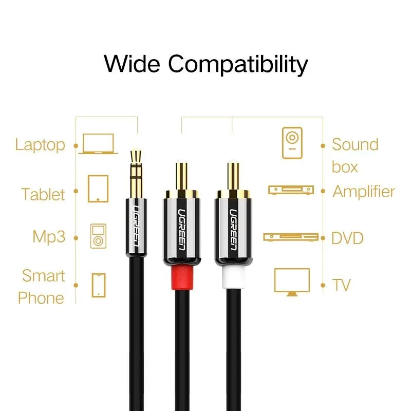 UGREEN AV102 3.5MM TO 2RCA MM AUDIO CABLE 2M 10510 thumbnail 5