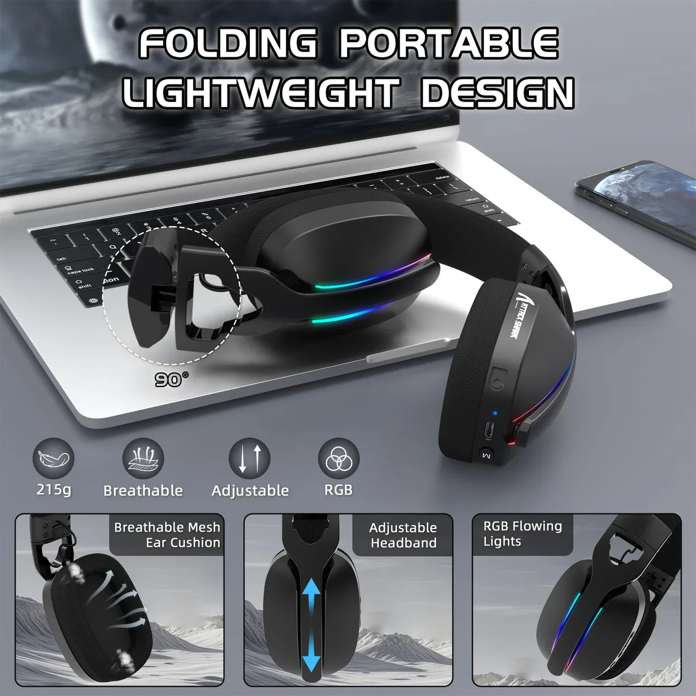 ATTACK SHARK L90 TRI MODE WIRELESS GAMING HEADSET BLACK thumbnail 6