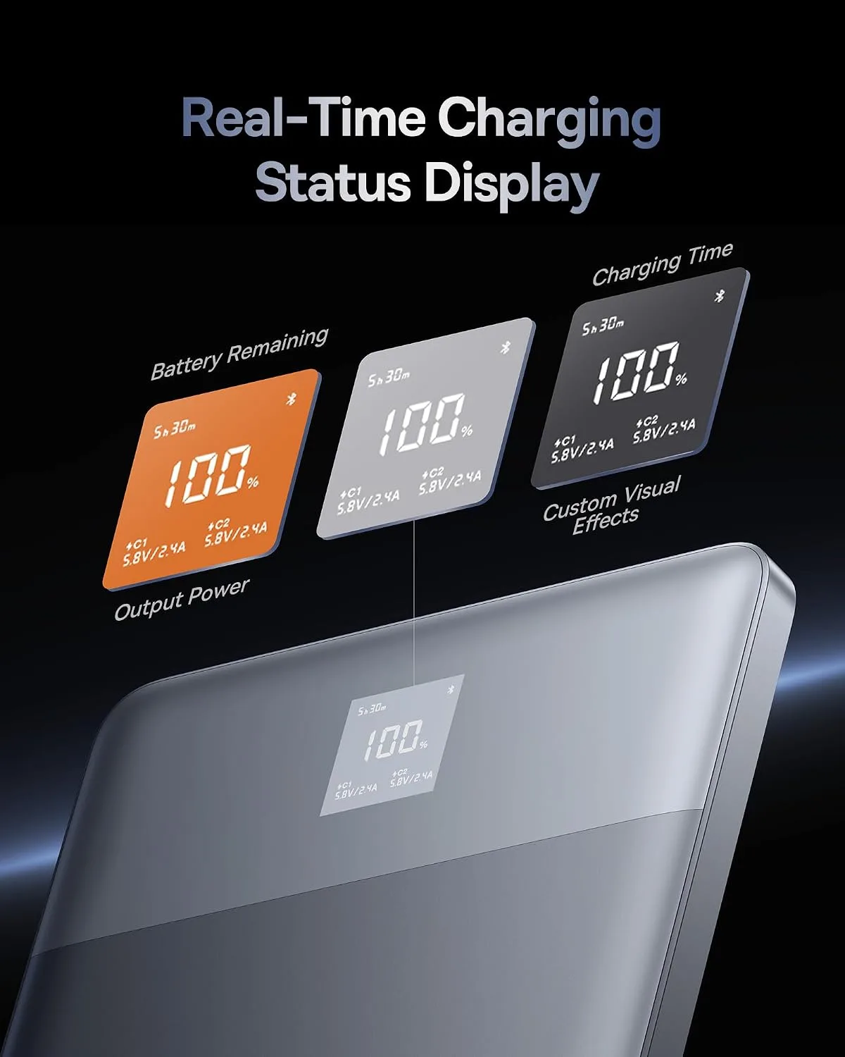 BASEUS BLADE 2 FAST CHARGING POWER BANK WITH DIGITAL DISPLAY INTELLIGENT EDITION 12000MAH 65W HORIZON SILVER P10063801S13 thumbnail 3