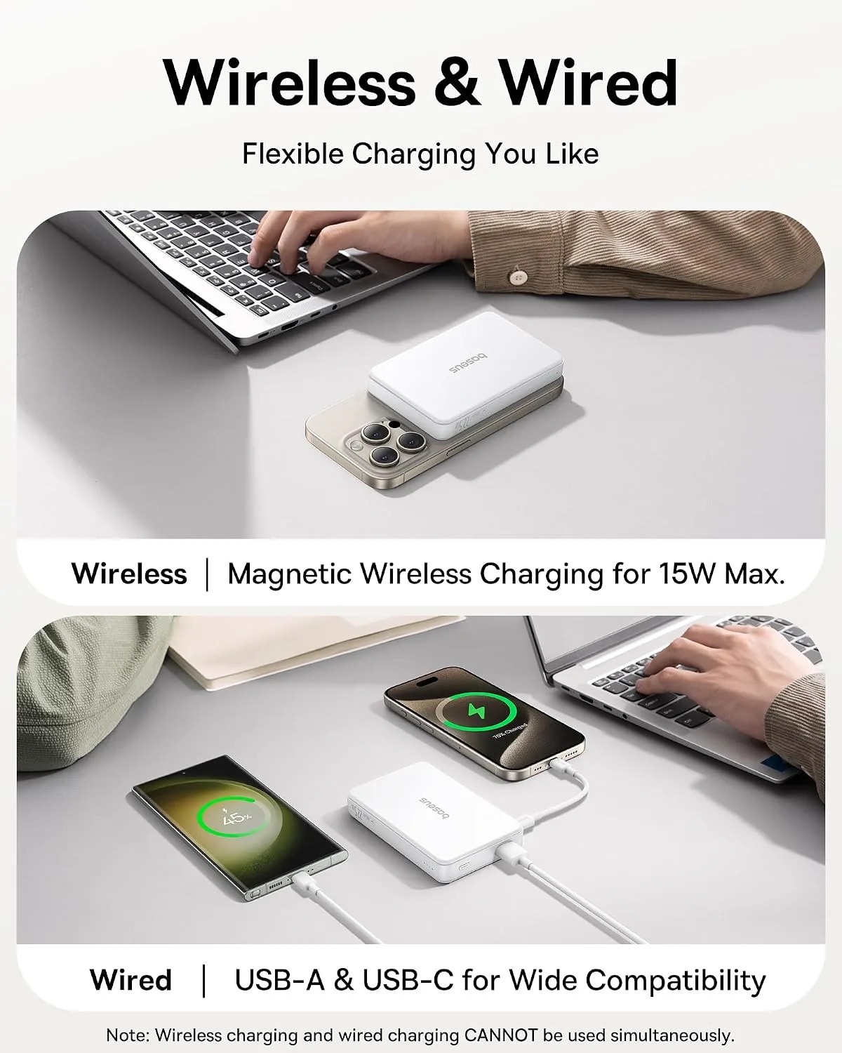 BASEUS AIRPOW LL QI2 MAGNETIC POWER BANK 10000MAH 22.5W MOON WHITE P10080000213 thumbnail 5
