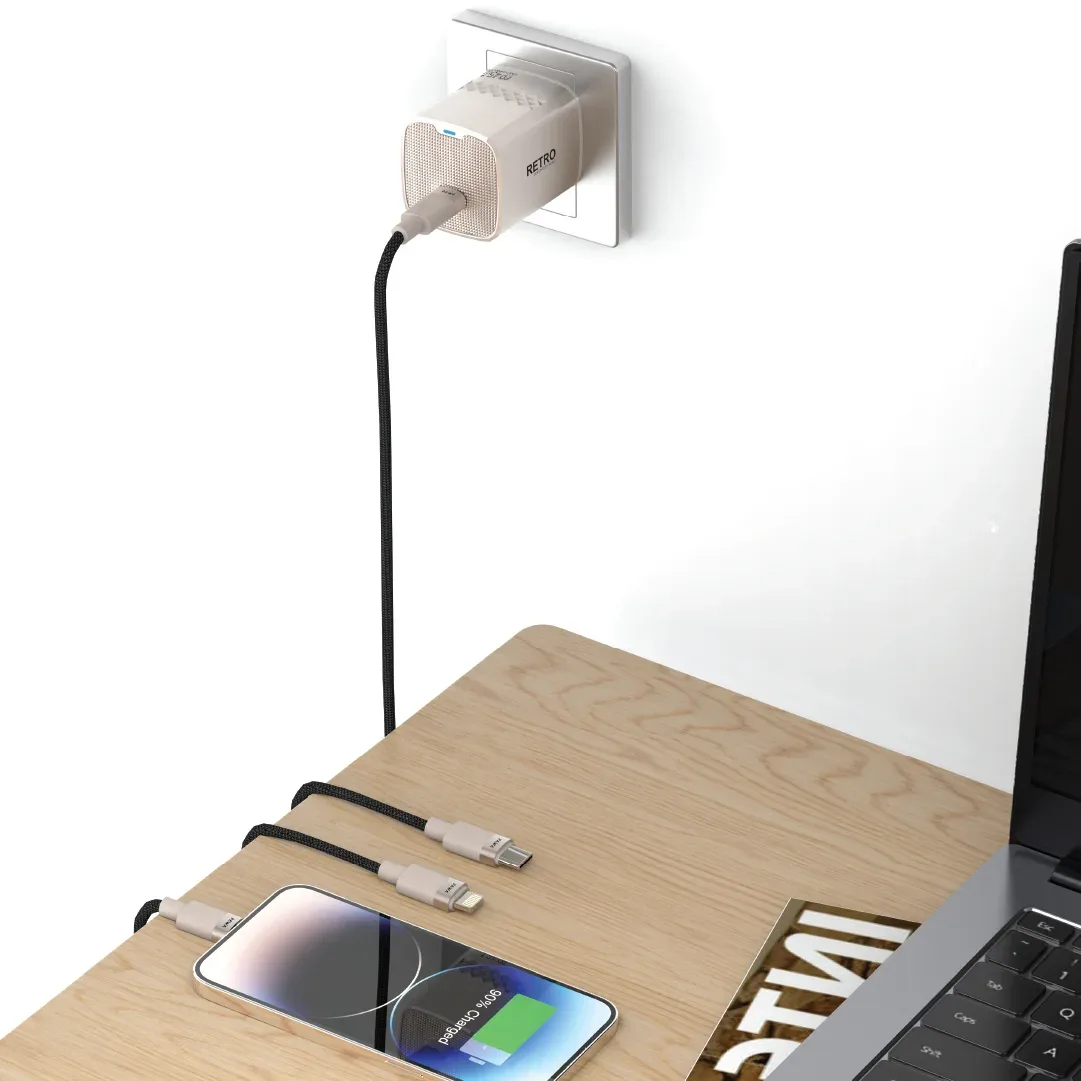 PAWA RETRO 45W WITH TYPE C PORT UK PLUG WITH TYPE C TO LIGHTNING CABLE TITANIUM PW-TCR45UKL-TT thumbnail 5
