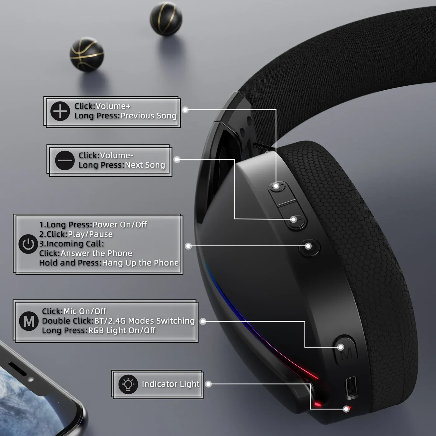 ATTACK SHARK L90 TRI MODE WIRELESS GAMING HEADSET BLACK thumbnail 11