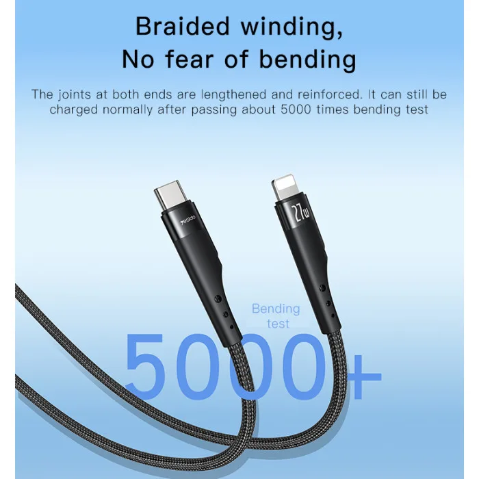 YESIDO USB-C TO LIGHTNING CABLE 3M BLACK CA115 thumbnail 4