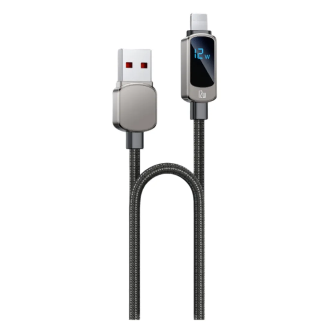 YESIDO 12W USB-A TO LIGHTNING WITH LED DISPLAY CABLE 1.2M GREY CA128L