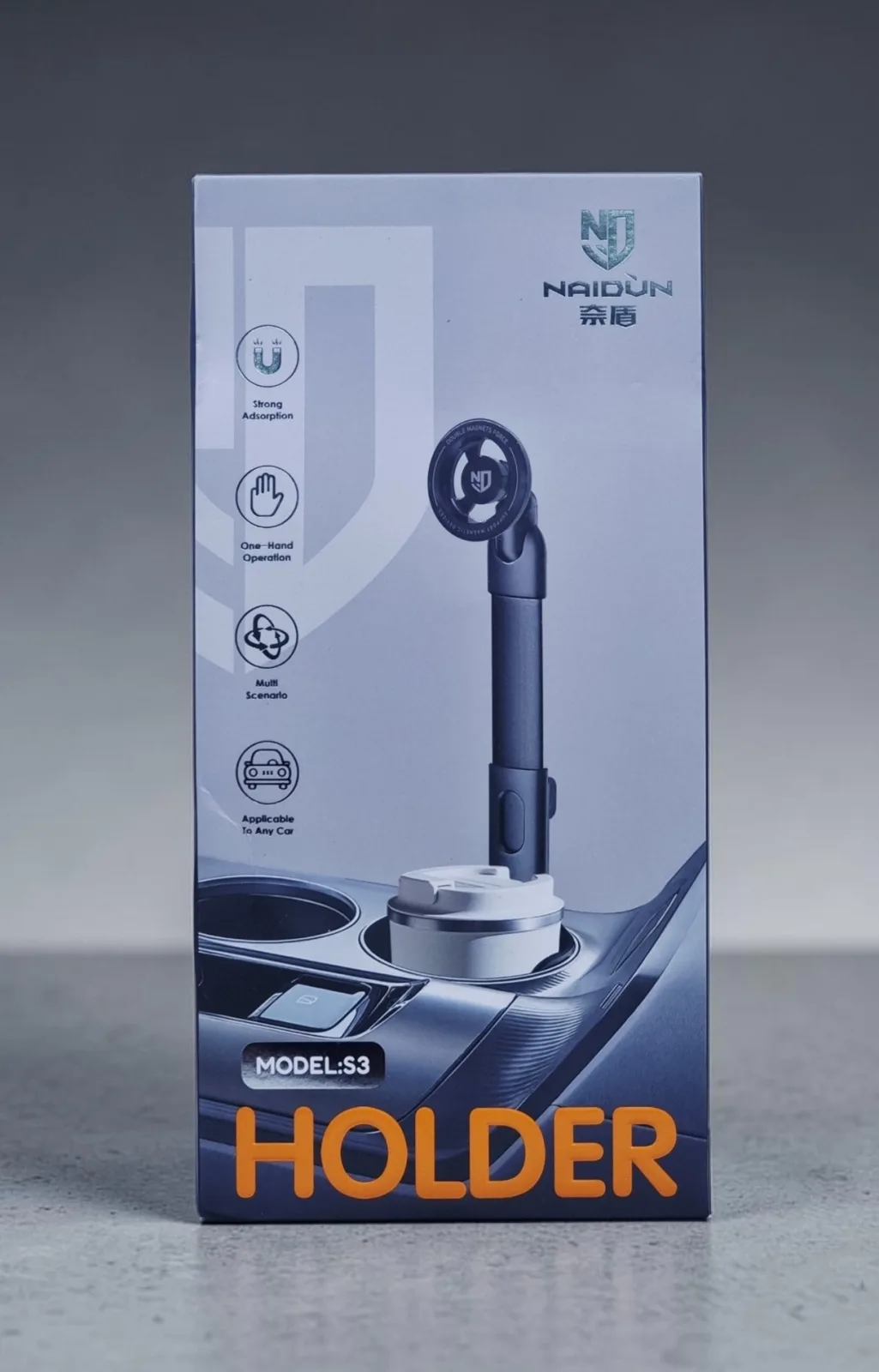 NAIDUN CAR MAGNETIC METAL TELESCOPIC CUP HOLDER BRACKET S3