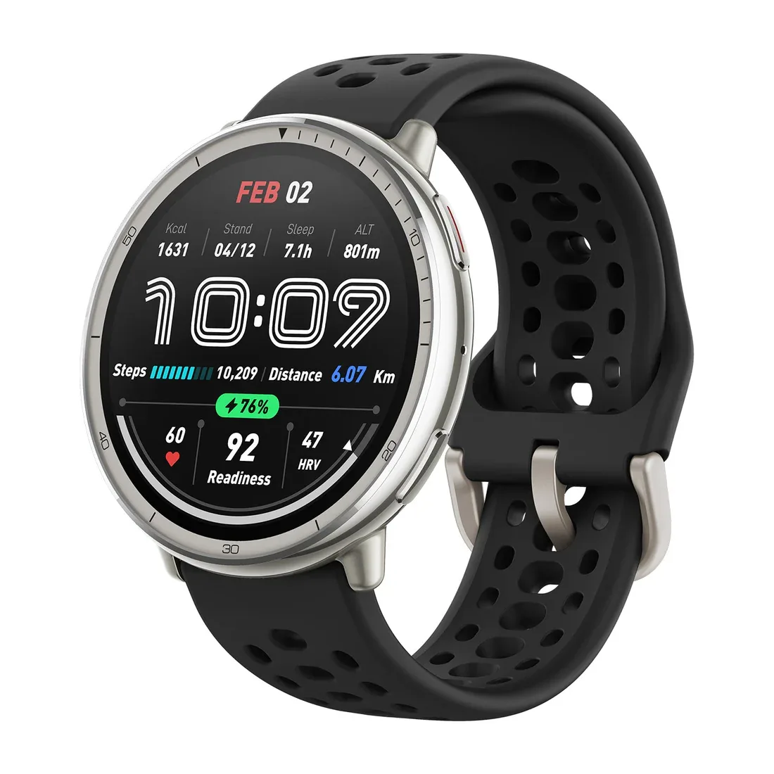 AMAFIT ACTIVE 2 ROUND SMART WATCH BLACK SPORT SILICONE A2437