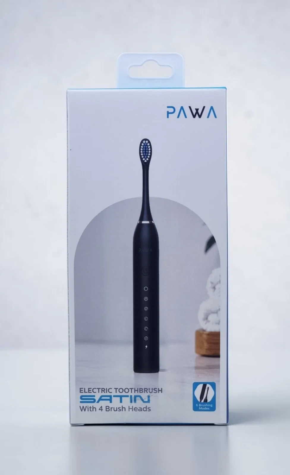 PAWA ELECTRIC TOOTHBRUSH SATIN WITH 4 BRUSH HEADS BLACK PW-ELCTBR21-BK
