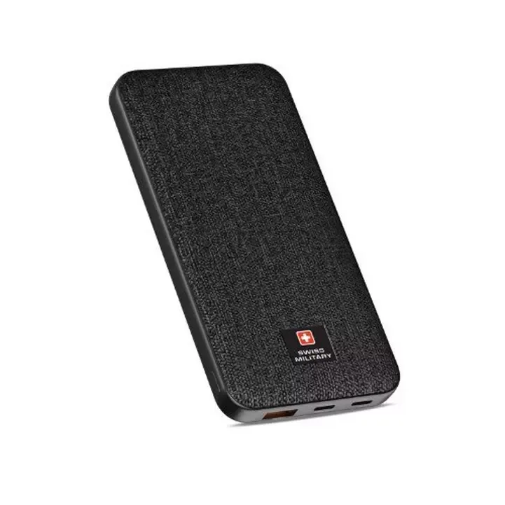 SWISS MILITARY PORTABLE POWER BANK 10000MAH USB C 20W BLACK SM-PB-10K-2C1A-PD-FC-SSB-BLK