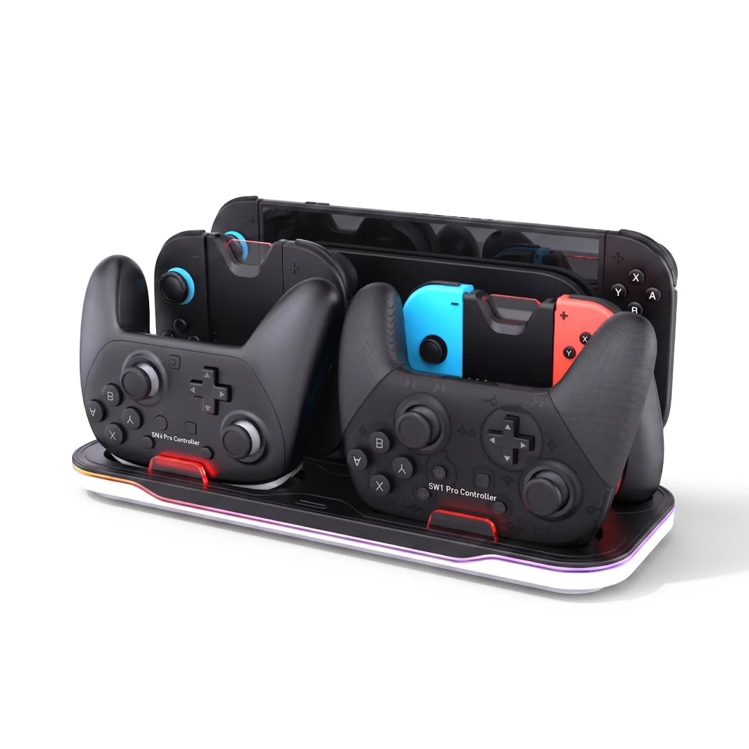 EPICARMA ALL IN ONE CHARGING DOCK WITH RGB LED LIGHTS BLACK EA-DZ606-BK