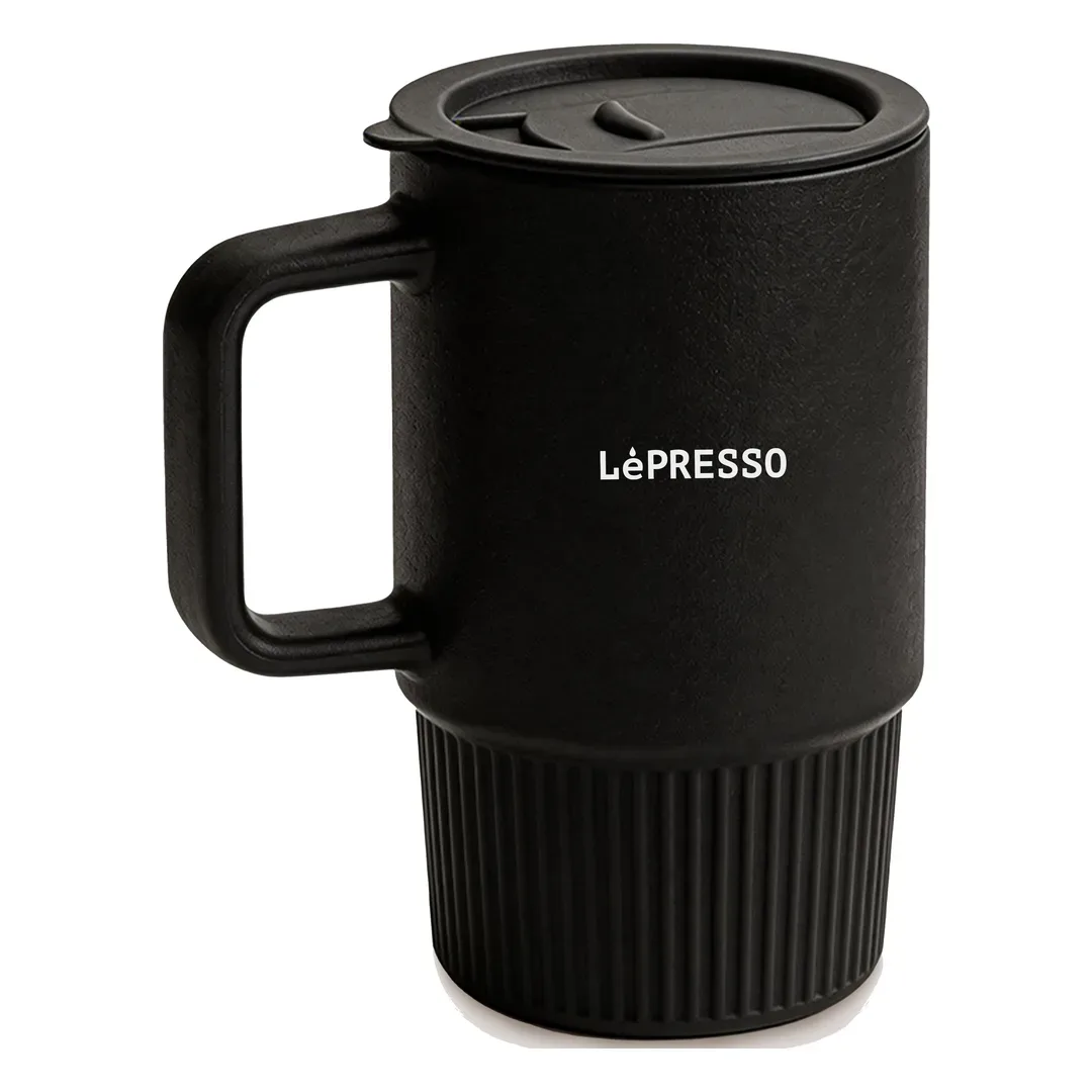 LEPRESSO GRIPOR PORCELAIN SUCTION CUP WITH CUP LID BLACK LPCFFGSC0054BK