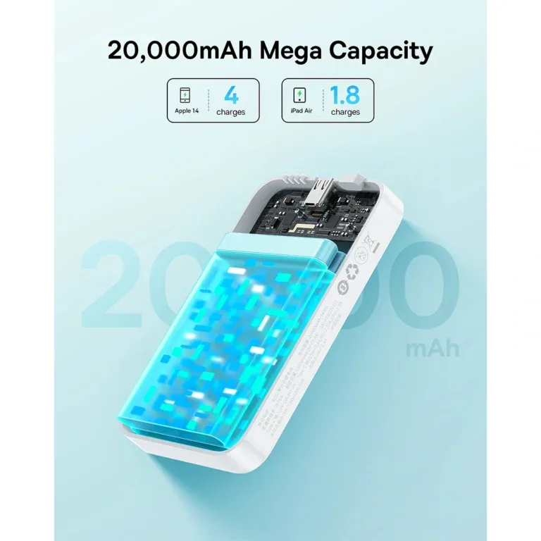 BASEUS ENER FILL FM41 MINI MAGNETIC POWER BANK 20000MAH 20W MOON WHITE E0027U02 thumbnail 8