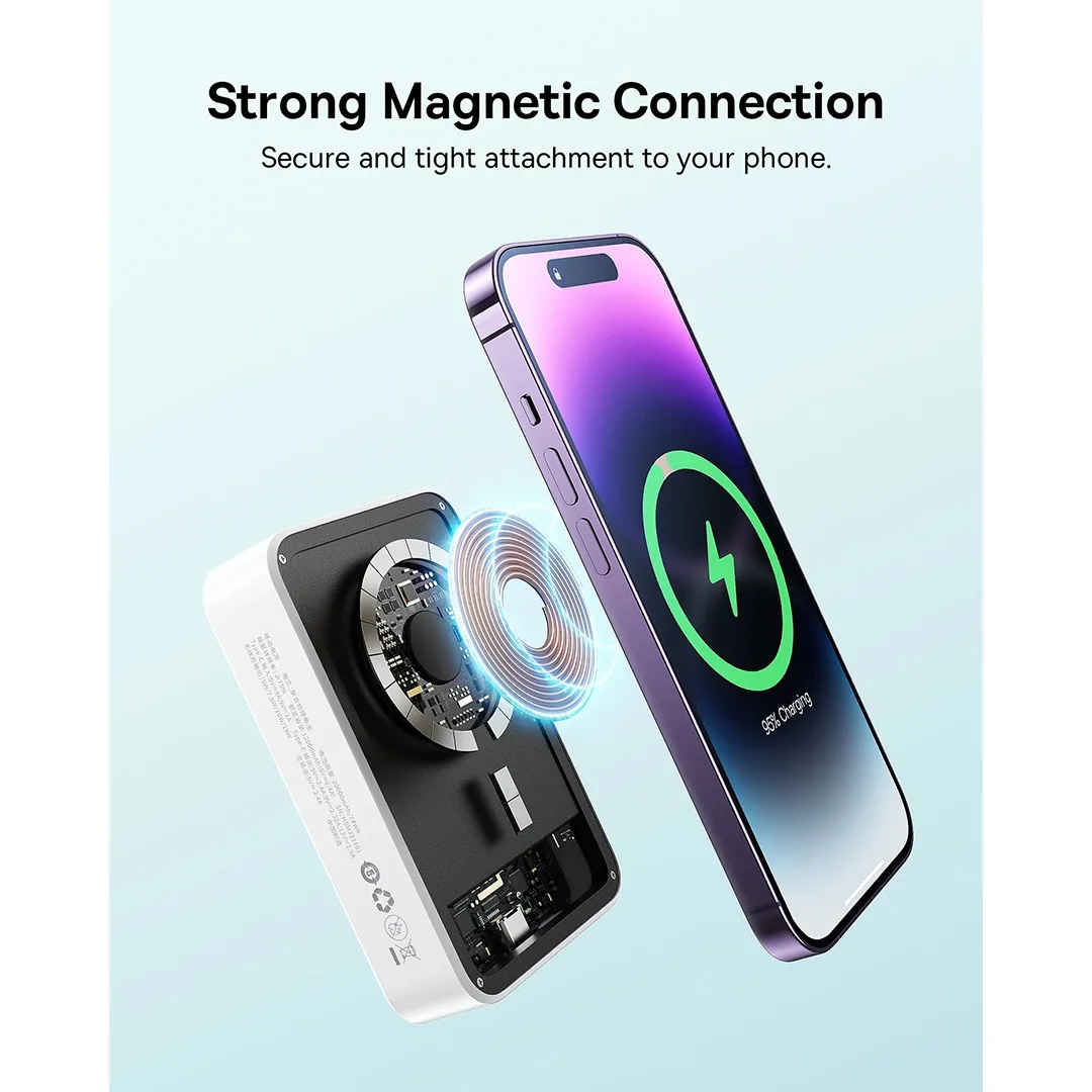 BASEUS ENER FILL FM41 MINI MAGNETIC POWER BANK 20000MAH 20W MOON WHITE E0027U02 thumbnail 6