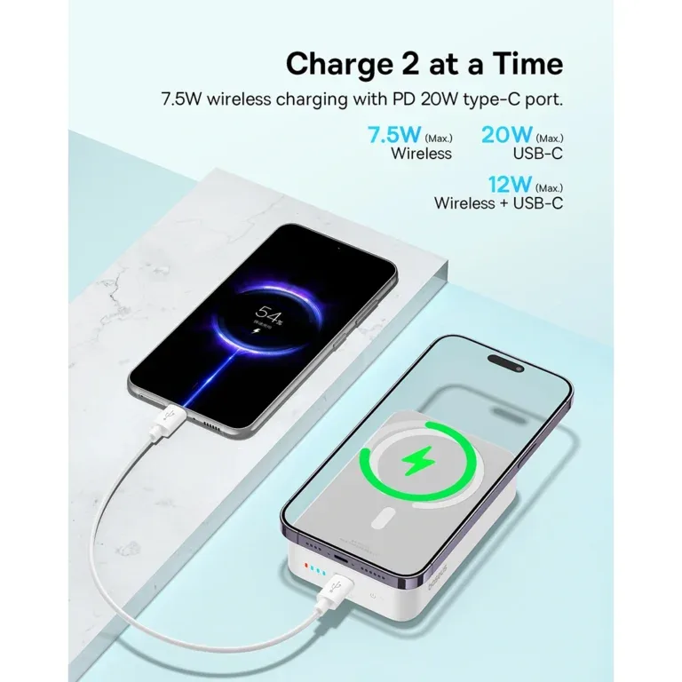 BASEUS ENER FILL FM41 MINI MAGNETIC POWER BANK 20000MAH 20W MOON WHITE E0027U02 thumbnail 5