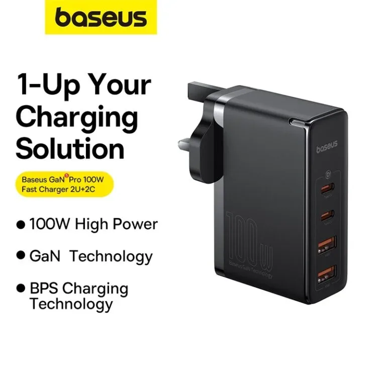 BASEUS GAN5 PRO  FAST CHARGING  2C+2U 100W UK CLUSTER BLACK P10110829113 thumbnail 7