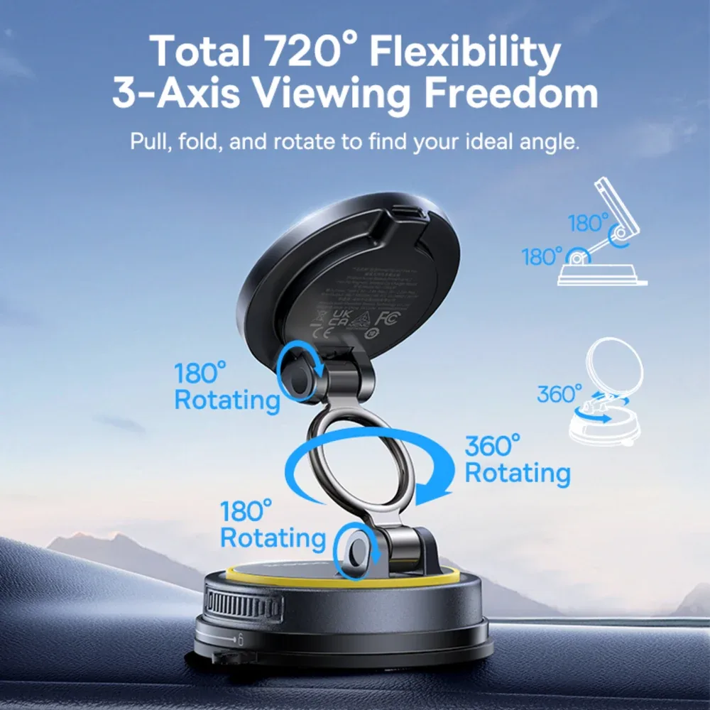 BASEUS PRIME TRIP VC2 FLEX PRO MAGNETIC WIRELESS CAR CHARGER MOUNT SUCTION CUP COSMIC BLACK C0013F01 thumbnail 14