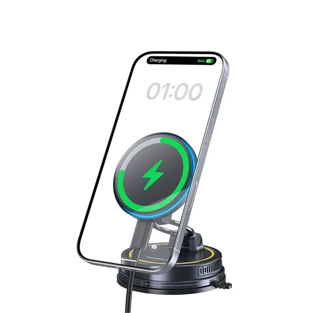 BASEUS PRIME TRIP VC2 FLEX PRO MAGNETIC WIRELESS CAR CHARGER MOUNT SUCTION CUP COSMIC BLACK C0013F01 thumbnail 4