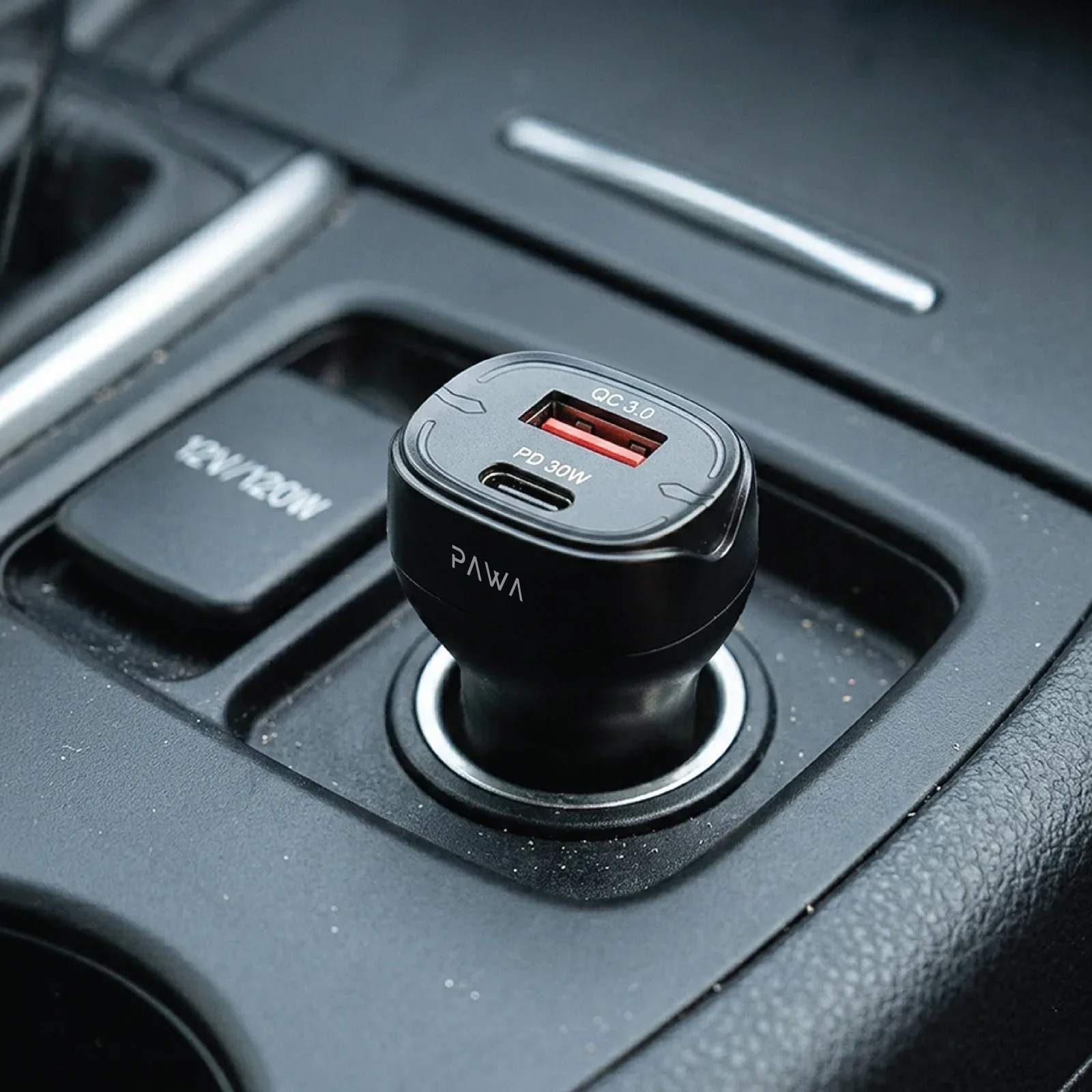 PAWA QUAD PRO DUAL PORT CAR CHARGER 48W WITH BRAIDED USB C TO LIGHTNING CABLE GREY PW-CC535WCL-GY thumbnail 6