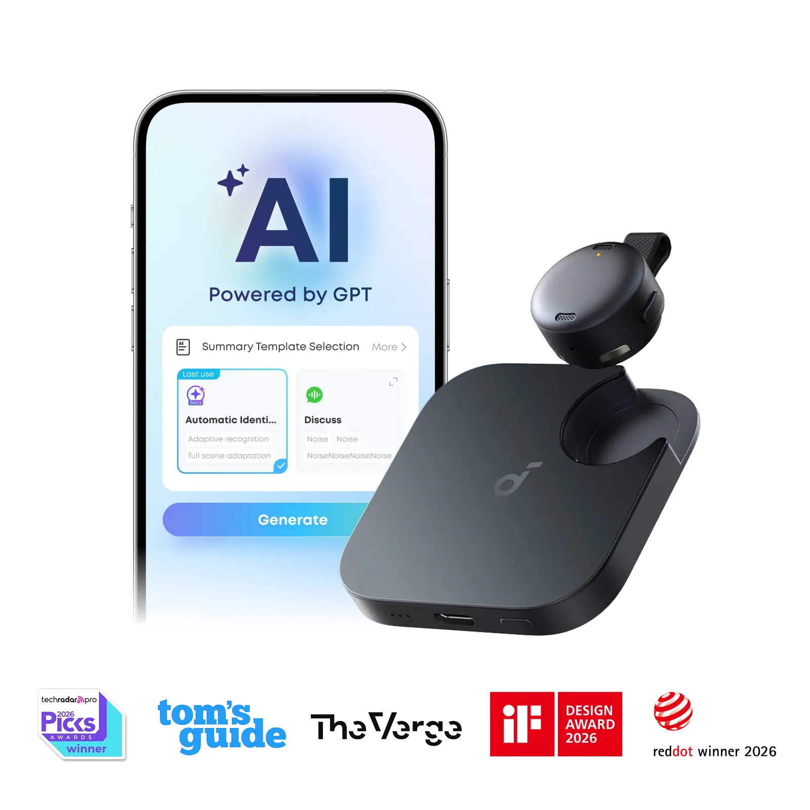 ANKER SOUNDCORE WORK PORTABLE AI VOICE RECORDER BLACK D3200H12 