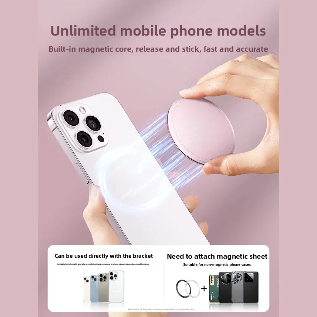 BLUPEBBLE LUNAPOP PREMIUM MAGNETIC PHONE GRIP WITH BUILT IN MIRROR & ADJUSTABLE STAND PINK BP-LUNAPOP-PK thumbnail 4