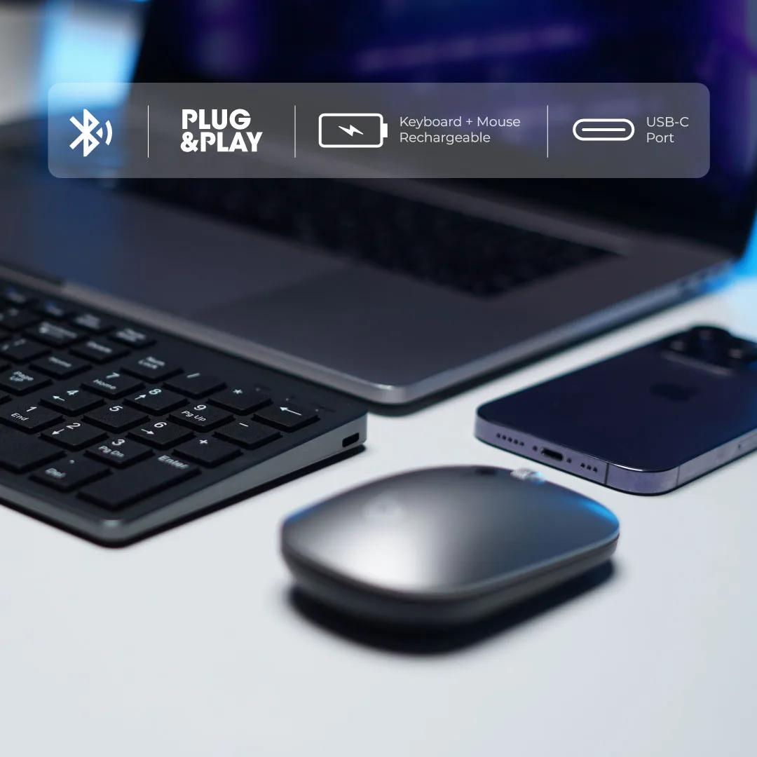Bluepebble Magic Pebble Combo - Wireless Keyboard + Mouse - Grey BP-MPCKM-GY thumbnail 8