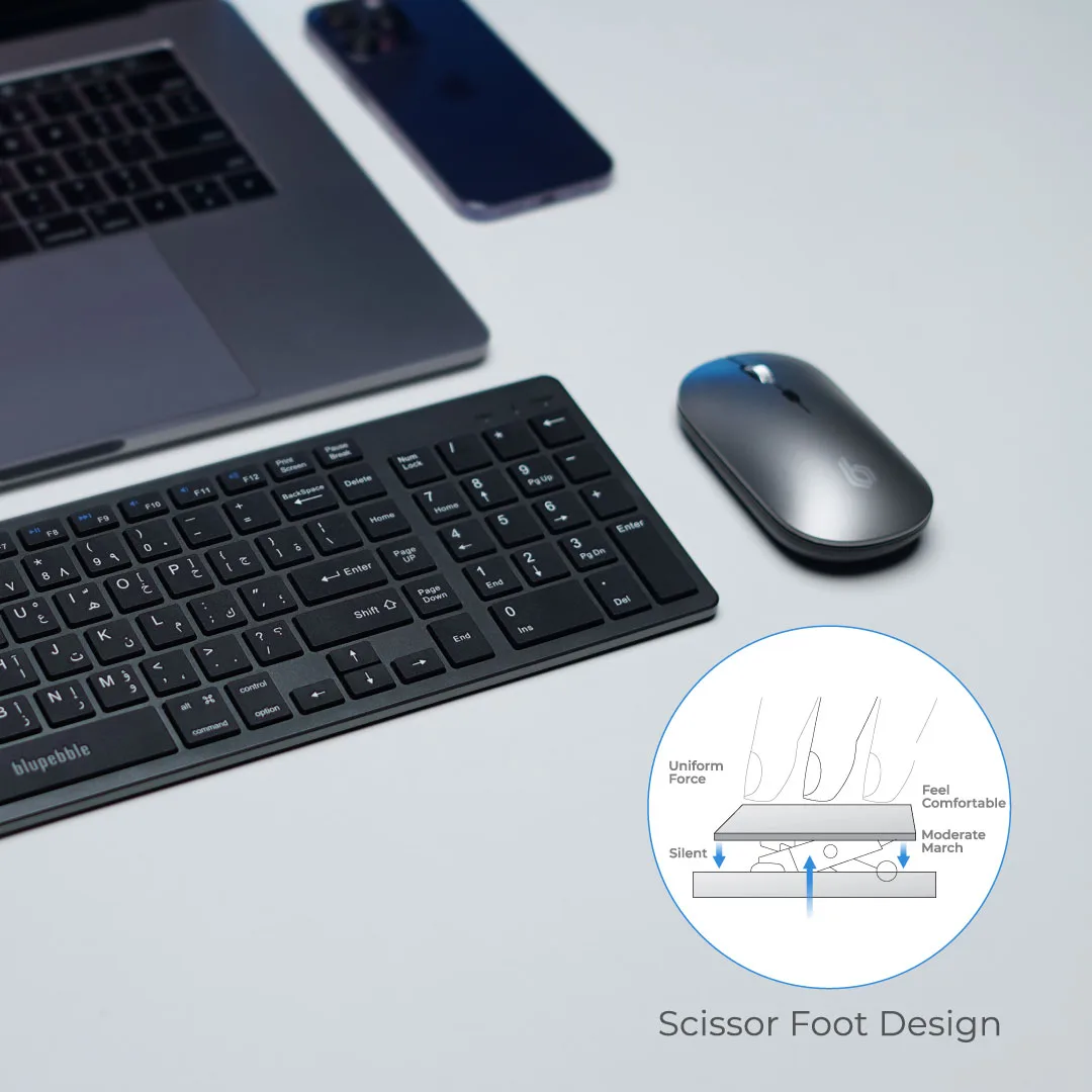 Bluepebble Magic Pebble Combo - Wireless Keyboard + Mouse - Grey BP-MPCKM-GY thumbnail 2