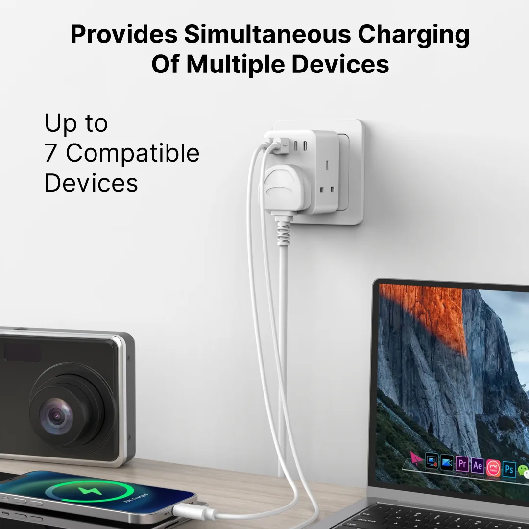 BLUPEBBLE POWERCUBE 25W WORLD TRAVEL ADAPTER WHITE BP-PWRCB-WH thumbnail 6