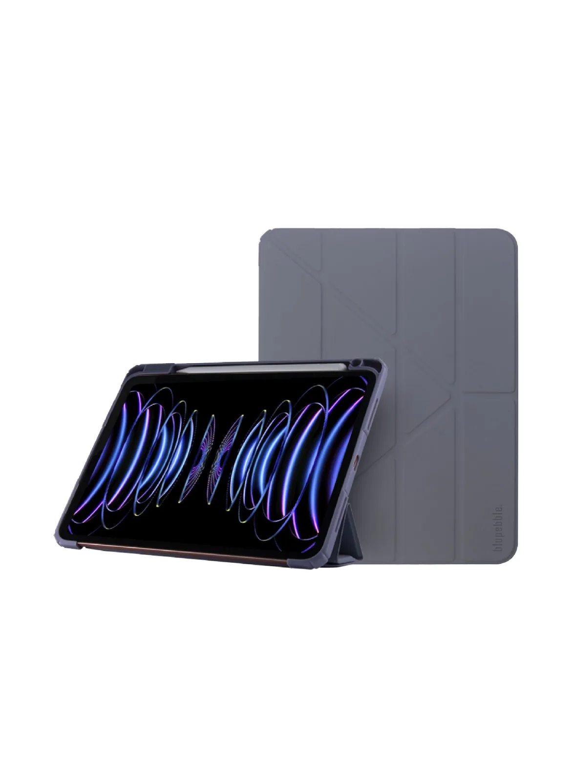 BLUPEBBLE IPAD 10.9 INCH 10TH GENERATION HYBRID FOLIO CASE LAVLIER GRAY WITH CLEAR SCREEN PROTECTOR BP-FLIPSMTSTD10.9-LVR