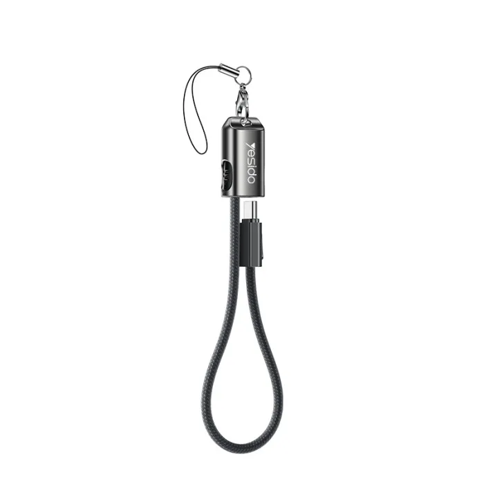 YESIDO 60W USB-C TO USB-C KEY CHAIN CABLE 20CM BLACK CA177