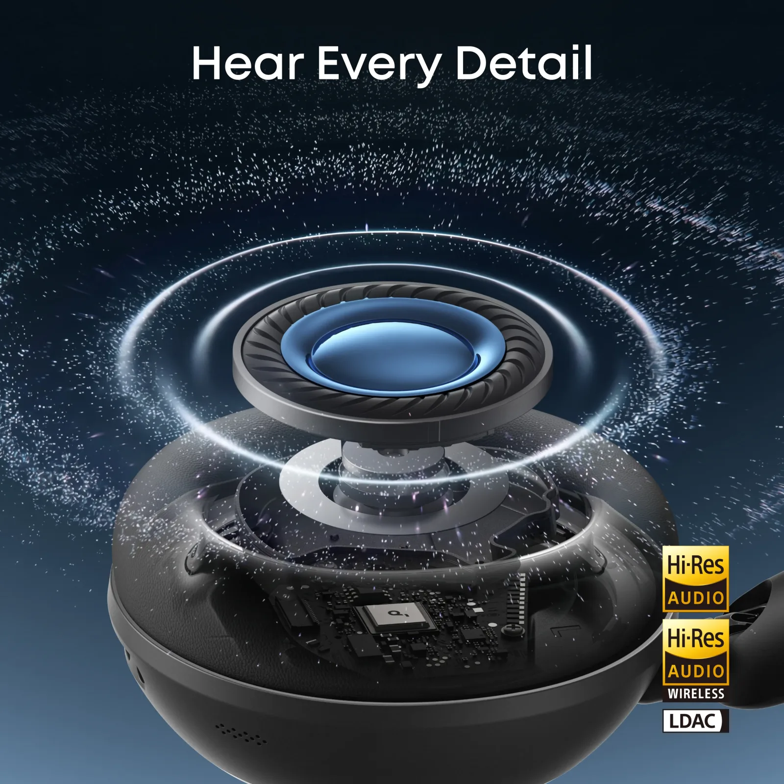 ANKER SOUNDCORE SPACE 2 WIRELESS NOISE CANCELLING OVER EAR HEADPHONES BLACK D1402Z11 thumbnail 5