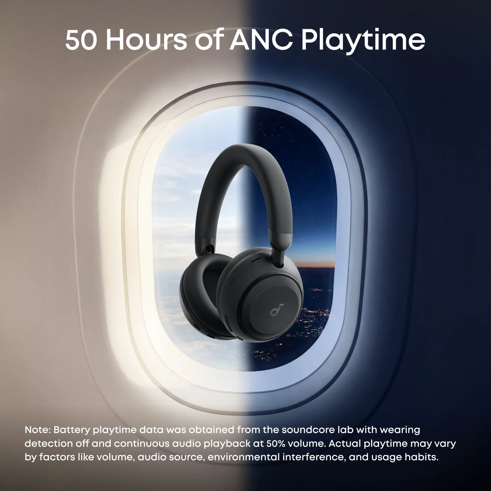 ANKER SOUNDCORE SPACE 2 WIRELESS NOISE CANCELLING OVER EAR HEADPHONES BLACK D1402Z11 thumbnail 9