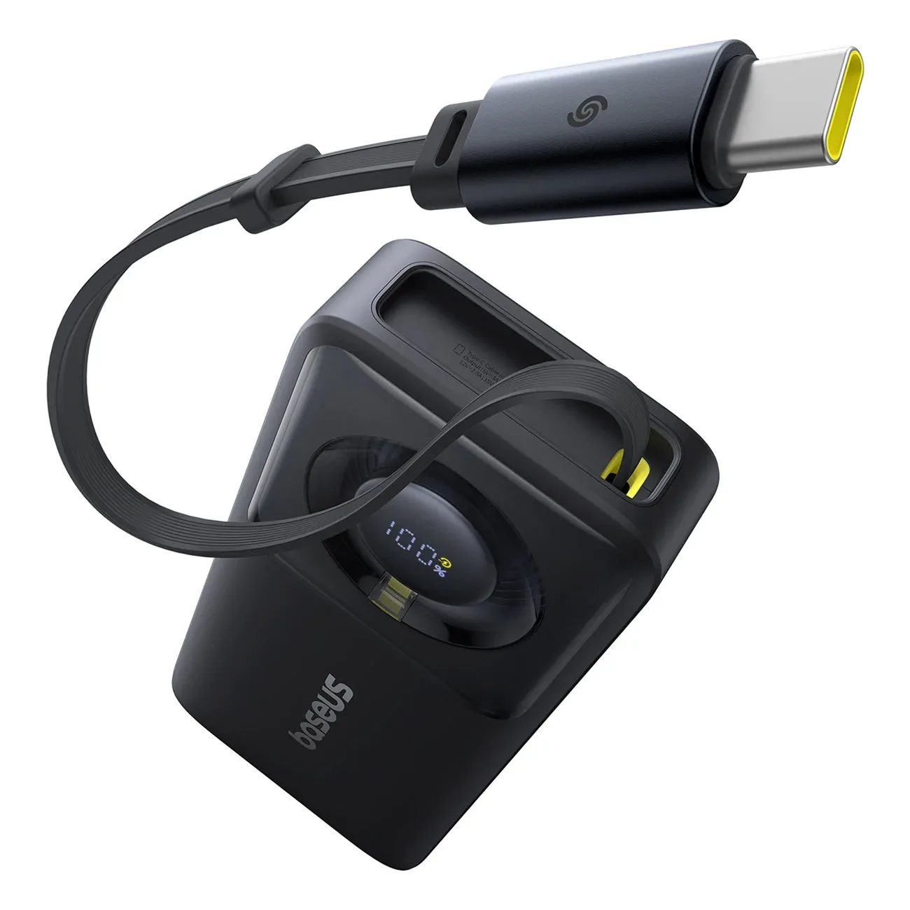 BASEUS FREE2 PULL POWER BANK WITH RETRACTABLE USB C CABLE 10000MAH 30W COSMIC BLACK P10073701123 thumbnail 5