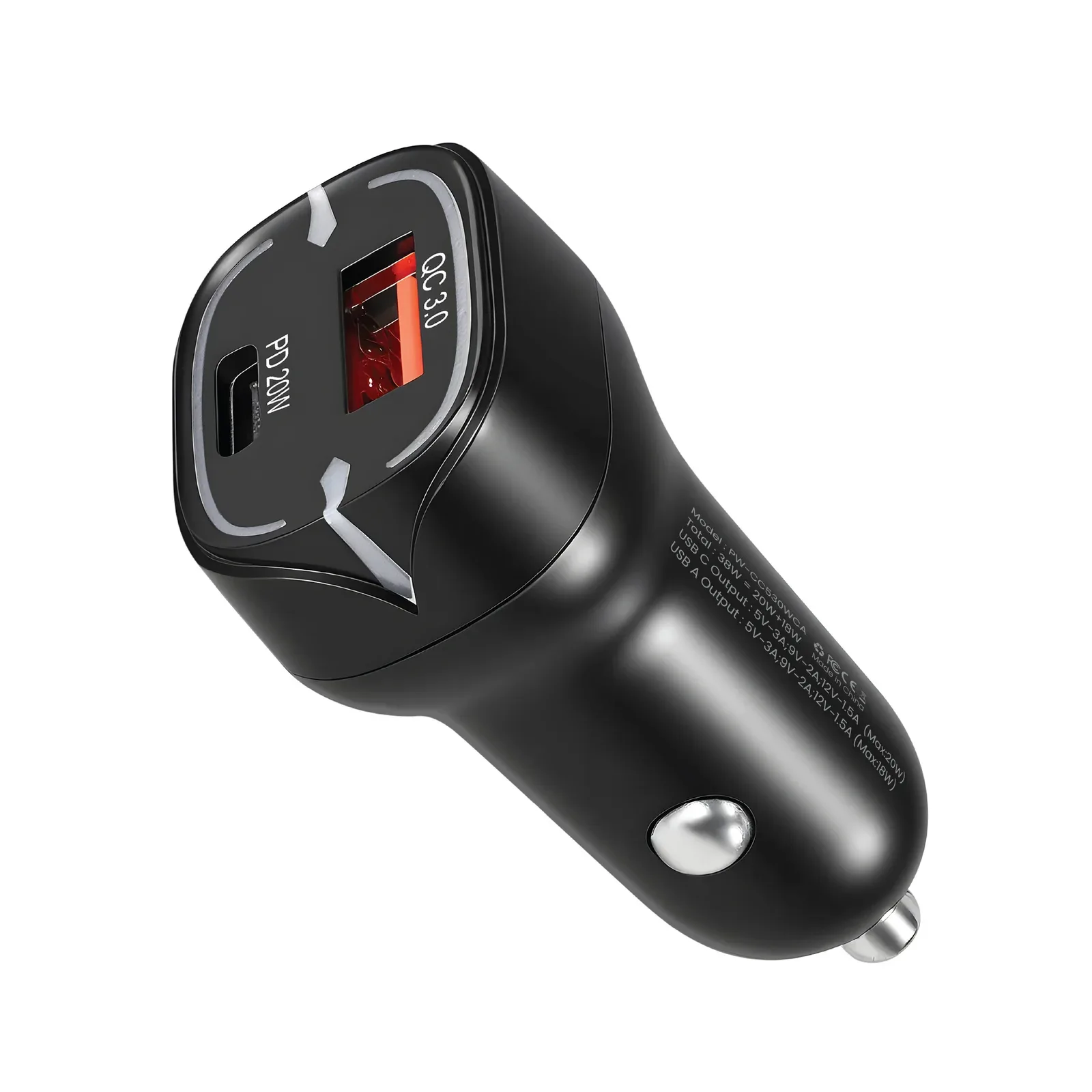 PAWA QUAD PRO DUAL PORT CAR CHARGER 38W BLACK PW-CC530WCA-BK thumbnail 3