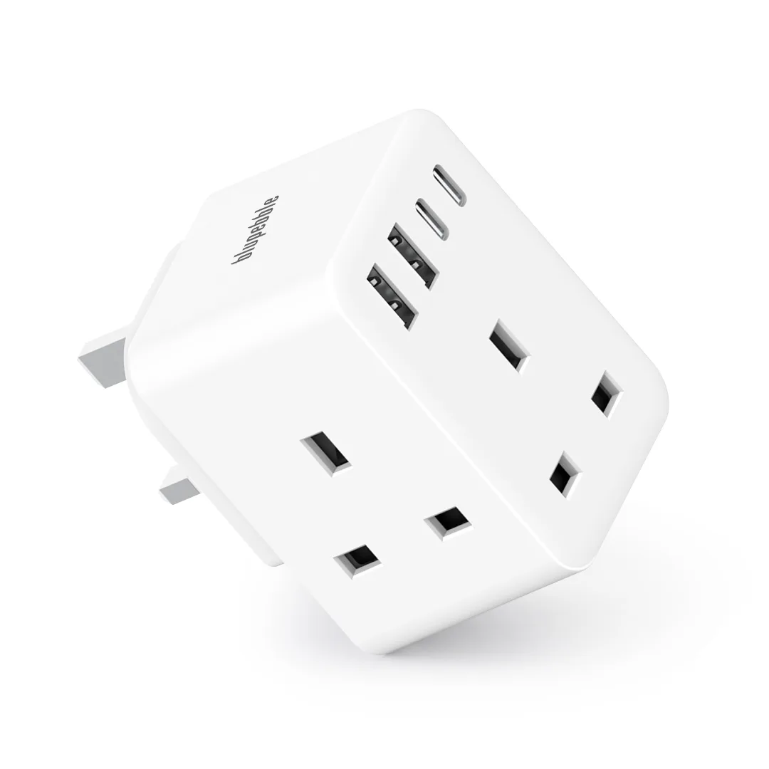 BLUPEBBLE POWERCUBE 25W WORLD TRAVEL ADAPTER WHITE BP-PWRCB-WH