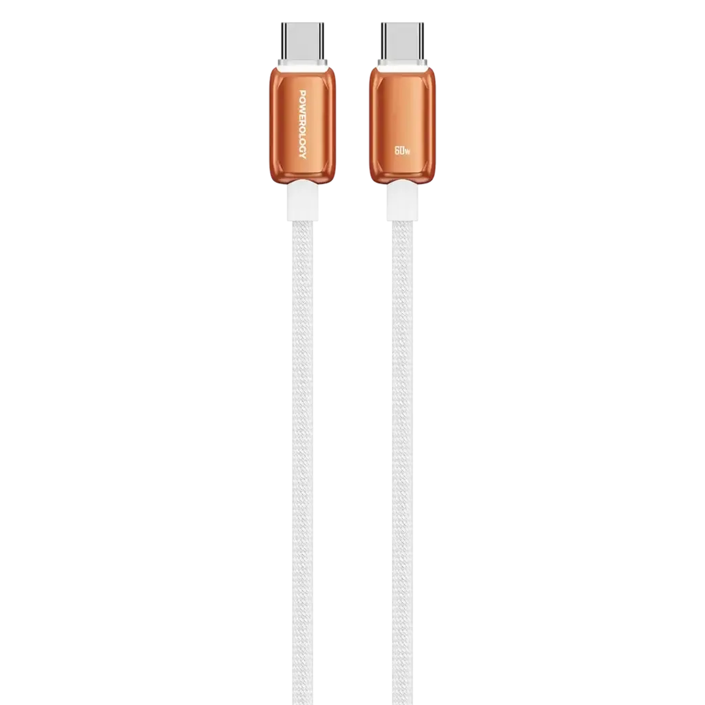POWEROLOGY ZINCO SERIES 60W USB C CABLE ORANGE PWDC60WHOG