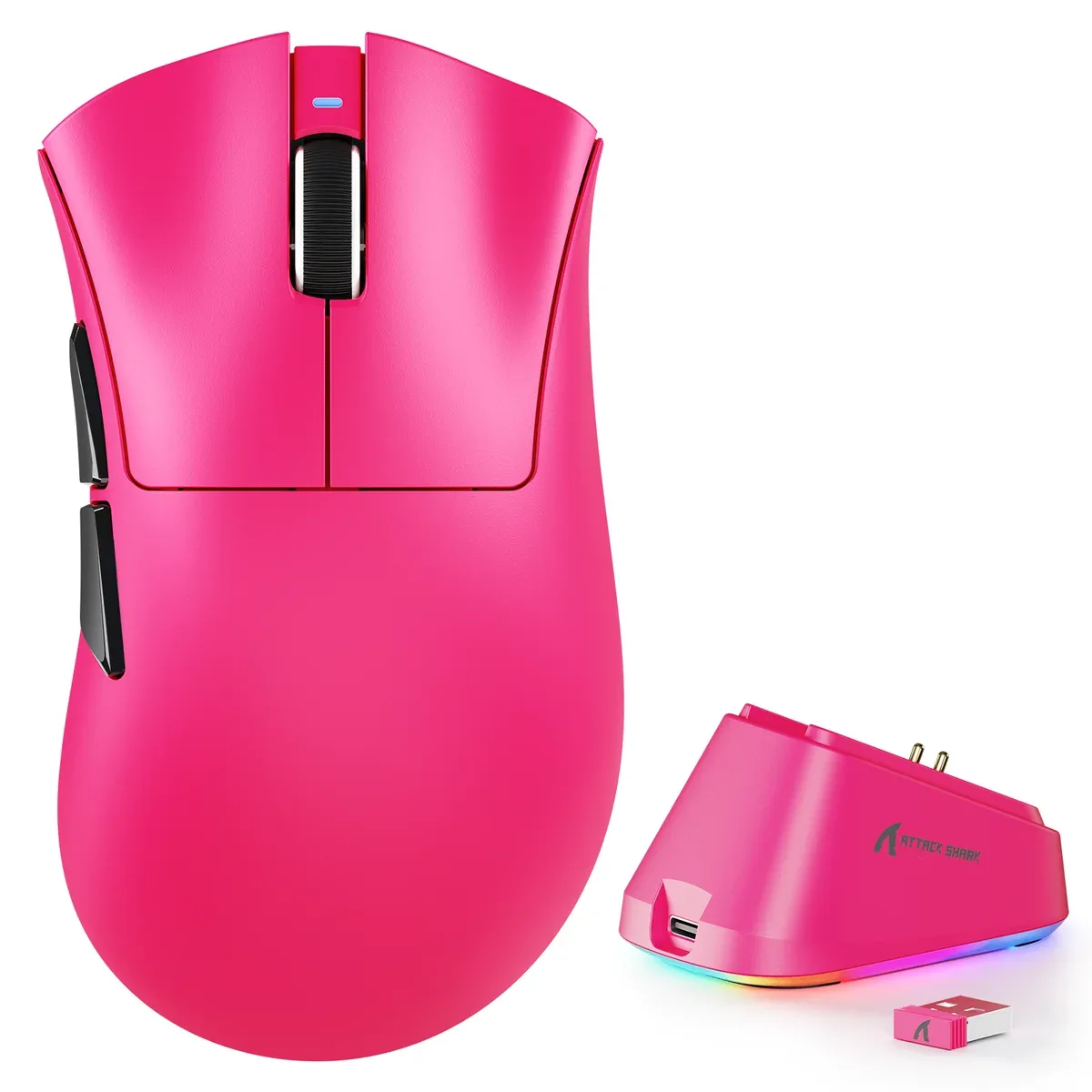 ATTACK SHARK V3 PRO WIRELESS ESPORTS GAMING MOUSE WITH CHARGING DOCK BERRY RED