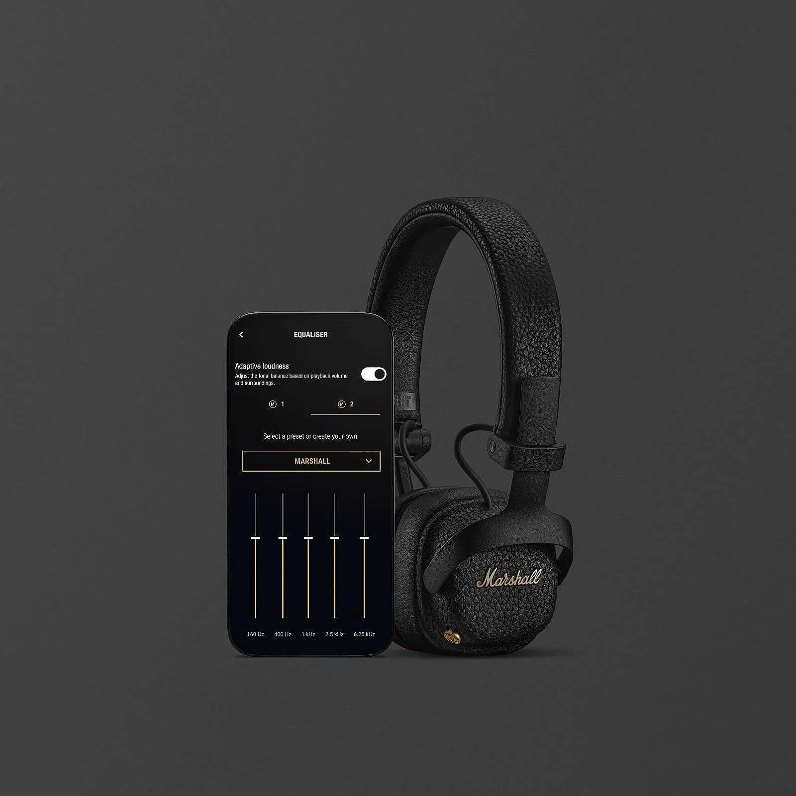 MARSHALL MITON ANC PORTABLE ON EAR HEADPHONES BLACK MILTONANC-BK thumbnail 3