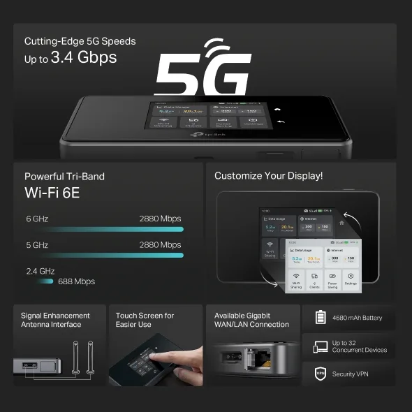 TP-LINK WIFI 6E 5G MOBILE ROUTER M8550 thumbnail 7