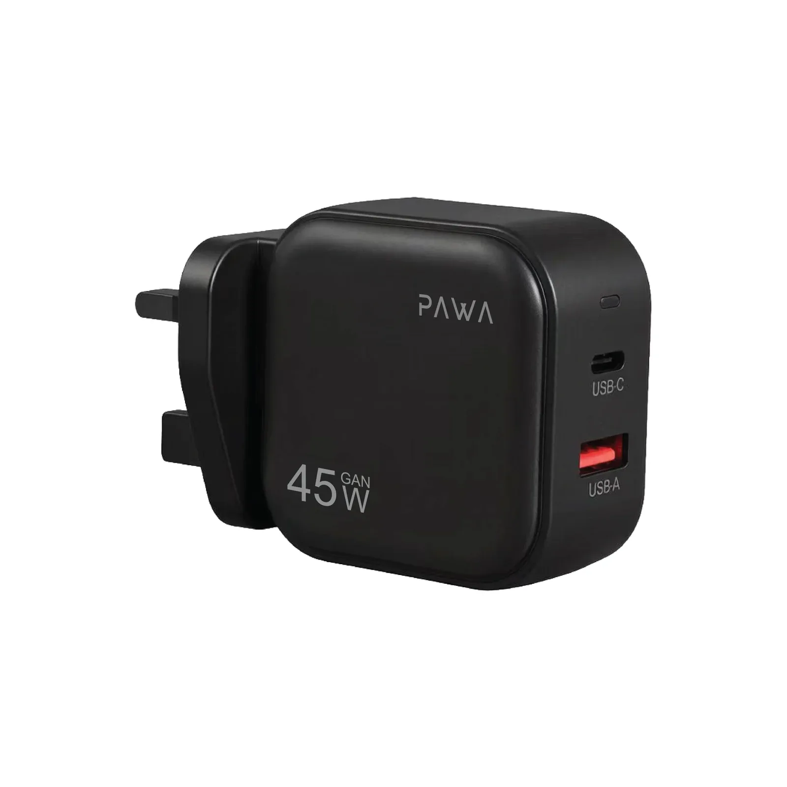 PAWA QUICK GAN 45W WITH PD+ QC PORT BLACK PW-GNQC45UK-BK