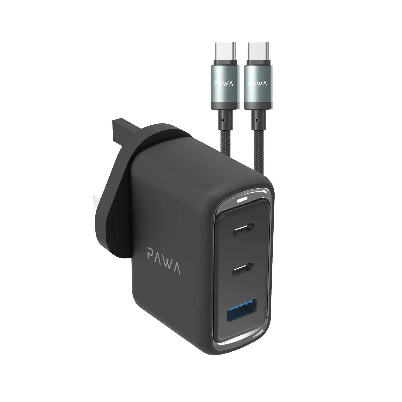 PAWA VECTOR TRIPLE PORT GAN CHARGER 70W BLACK PW-TCVR70UK-BK thumbnail 2